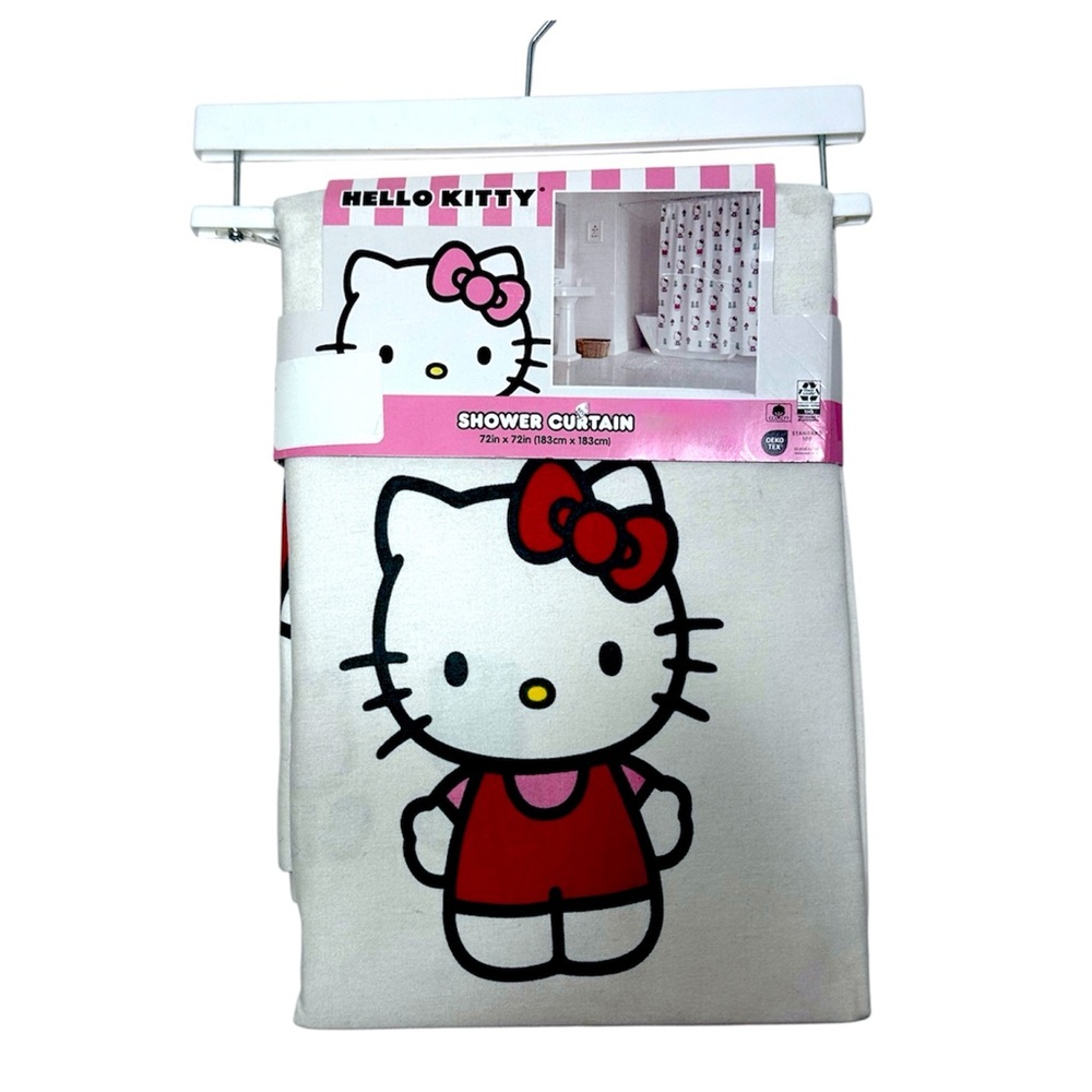 NWT Hello Kitty Shower Curtain Sanrio 100% Cotton 72x72in Kawaii Bathroom Decor